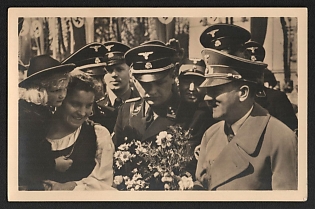 1933-1945 'Adolf Hitler with People' Adolf Hitler Propaganda Postcard