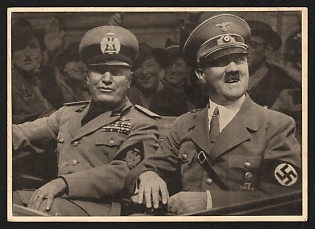 1941 'The Fuhrer and Duce' Adolf Hitler Propaganda Postcard