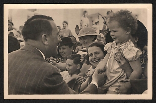 1933-1945 'Adolf Hitler with People' Adolf Hitler Propaganda Postcard