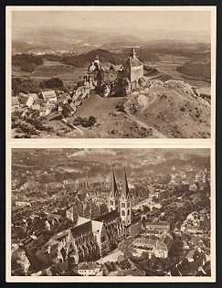 1934-1935 DOUBLE Propaganda Postcard 'Hohenstein Castle near Hersbruck' Third Reich Architecture