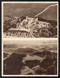 1934-1935 DOUBLE Propaganda Postcard 'Saaleck Castle near Hammelburg on the Saale' Third Reich Architecture