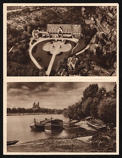1934-1935 DOUBLE Propaganda Postcard 'Goslar, Imperial Palace. The Rhine near Speyer' Third Reich Architecture