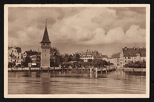 1934-1935 'Lindau on Lake Constance, the Old Lighthouse' Third Reich Architecture Propaganda Postcard