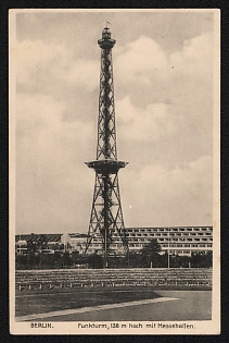 1934 'Radio Tower, 138 M High with Exhibition Halls' Third Reich Architecture Propaganda Postcard