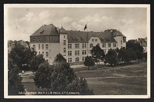 1935 'N.s.l. B. Mainz Training Camp, G.f.z. Barracks' Third Reich Architecture Propaganda Postcard