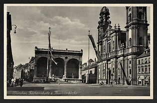 1933-1945 'Munich, Feldherrnhalle and Theatinerkirche' Third Reich Architecture Propaganda Postcard