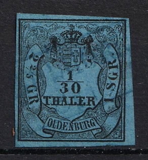 1854 1/30th Oldenburg, German States, Germany (Used)
