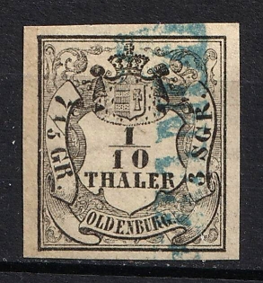 1852 1/10th Oldenburg, German States, Germany (Signed, Used)