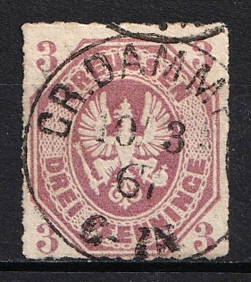 1865 3pf Prussia, German States, Germany (Used)