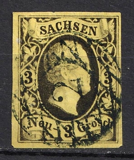1851-55 3ngr Saxony, German States, Germany (Used)