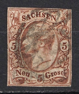 1857 5ngr Saxony, German States, Germany (Used)