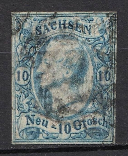1856-61 10ngr Saxony, German States, Germany (Used)