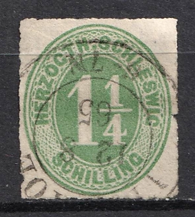 1864 1 1/4s Schleswig-Holstein, German States, Germany (Signed, Used)