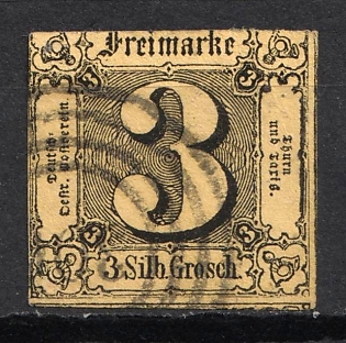 1852 3sgr Thurn and Taxis, German States, Germany (Signed, Used)