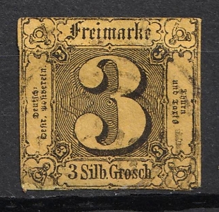 1858 3sgr Thurn and Taxis, German States, Germany (Signed, Used)