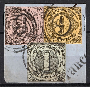 1852 Thurn and Taxis on piece, German States, Germany (Used)