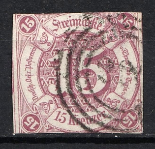 1859 15kr Thurn and Taxis, German States, Germany (Signed, Used)