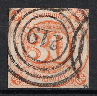 1859 30kr Thurn and Taxis, German States, Germany (Signed, Used)