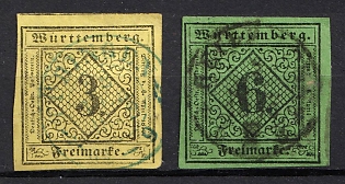 1851 Wurttemberg, German States, Germany (Used)