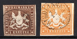 1859 Wurttemberg, German States, Germany (Used)