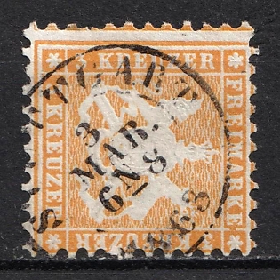 1862 3kr Wurttemberg, German States, Germany (Used)