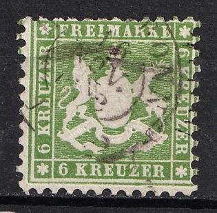 1862 6kr Wurttemberg, German States, Germany (Used)