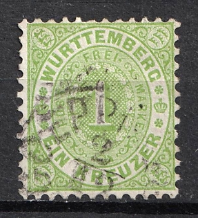 1874 1kr Wurttemberg, German States, Germany (Used)