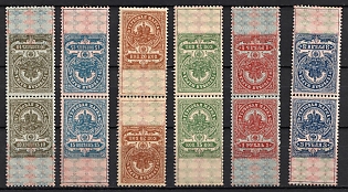 1905-15 Russian Empire, Revenue Stamps Duty, Russia, Pairs Tete-beche