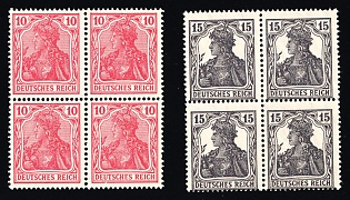 1917-18 German Empire WWI British Propaganda Forgery for Germany, Blocks of Four (Full Set)