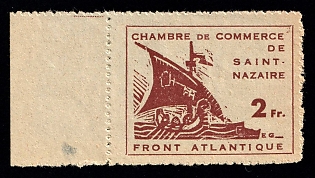 1945 2fr Saint-Nazaire, German Occupation of France, Germany (Margin)
