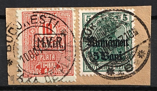 1918 Romania on piece, German Occupation, Germany, War Tax Stamp
