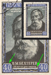 1952 40k 50th Anniversary of the Death of V. Bekhterev, Neuropathologist, USSR, Russia (SHIFTED Blue, Full Set, Used)