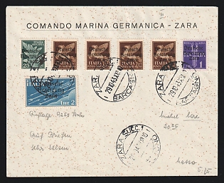 1943 (20 Mar) Zadar, Marine Command, German Occupation, Germany, Cover from Zadar (Croatia) franked with 25pf, 50pf, 1l and 2l
