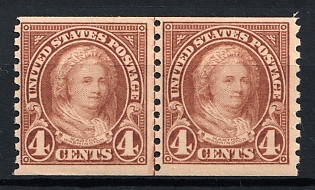 1923 4c Martha Washington, Regular Issue, United States, USA, Joint Line Pair (MNH)