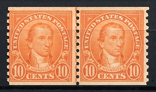 1924 10c Monroe, Regular Issue, United States, USA, Joint Line Pair (MNH)