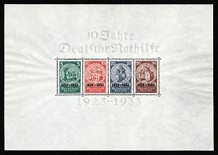 1933 Third Reich, Germany, Certified, Souvenir Sheet (Thin paper)