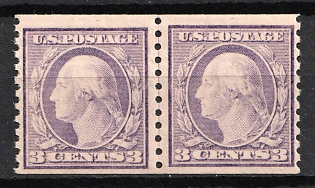 1917 3c Washington, United States, USA, Joint Line Pair (Type I, MNH)