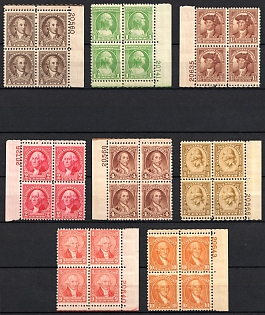 1932 Washington Bicentennial Issue, United States, USA, Blocks of Four (Plate Numbers, Margins, MNH)