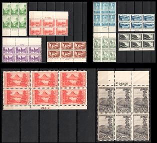 1934 National Park Year Issue, United States, USA, Blocks of Four (Full Set, Plate Numbers, Margins, MNH)