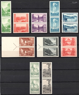 1935 Special Printing for National Parks Issue, United States, USA, Pairs with Horizontal Line (Full Set)