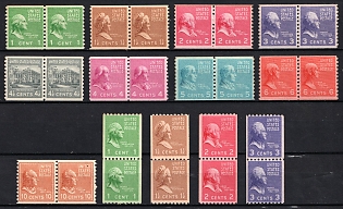 1939 Presidential Issue, United States, USA, Pairs (Full Set, MNH)