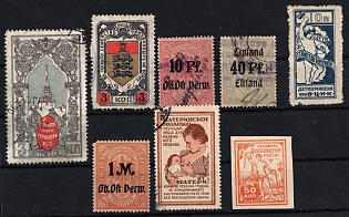 Charity Cinderellas and Revenues, Russia, Germany, Small Stock of Stamps