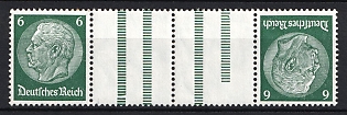 1933 6pf Third Reich, Germany, Gutter Tete-beche, Se-tenant, Zusammendrucke (MNH)