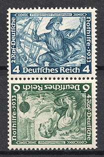 1933 Third Reich, Germany, Wagner, Tete-beche, Se-tenant, Zusammendrucke (MNH)