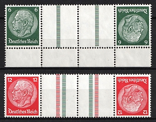 1934 Third Reich, Germany, Gutter Tete-beches, Se-tenants, Zusammendrucke (Margin, MNH)
