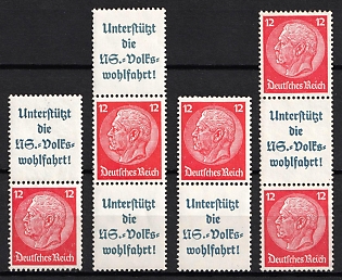 1937-39 Third Reich, Germany, Se-tenants, Zusammendrucke (MNH)