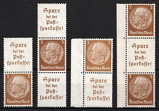 1939 3pf Third Reich, Germany, Se-tenants, Zusammendrucke (Margins, MNH)