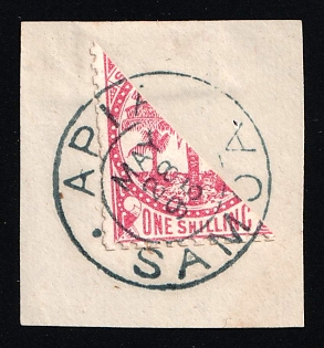 1895 1sh Samoa on piece, British Colonies (Bisect, Apia Postmark)