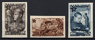 1947 29th Anniversary of the Soviet Army, Soviet Union, USSR, Russia (Full Set, Imperforate, MNH)