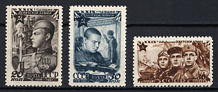 1947 29th Anniversary of the Soviet Army, Soviet Union, USSR, Russia (Full Set, Perforated, MNH)